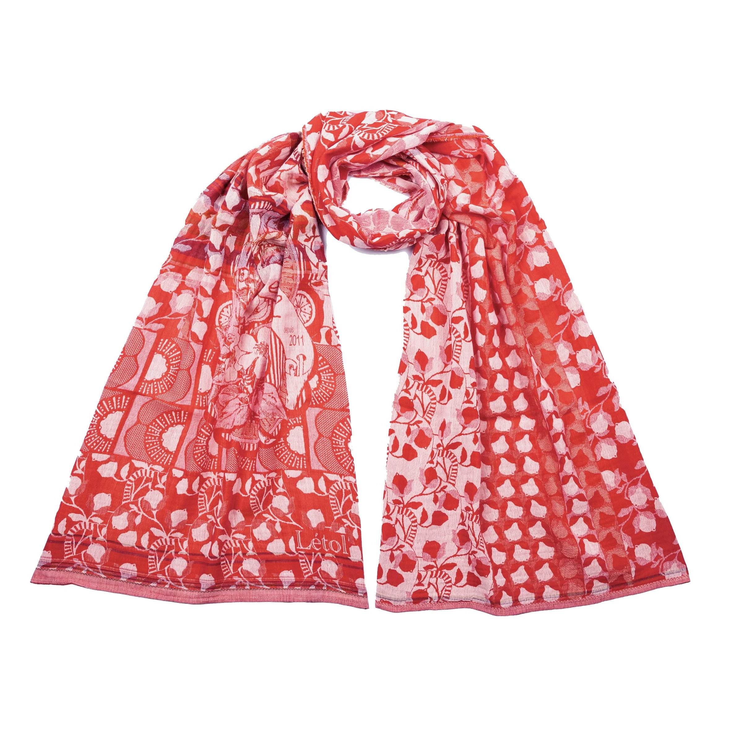 Eliette 201 Rouge Chantilly - Létol Organic Cotton Scarf, Made in